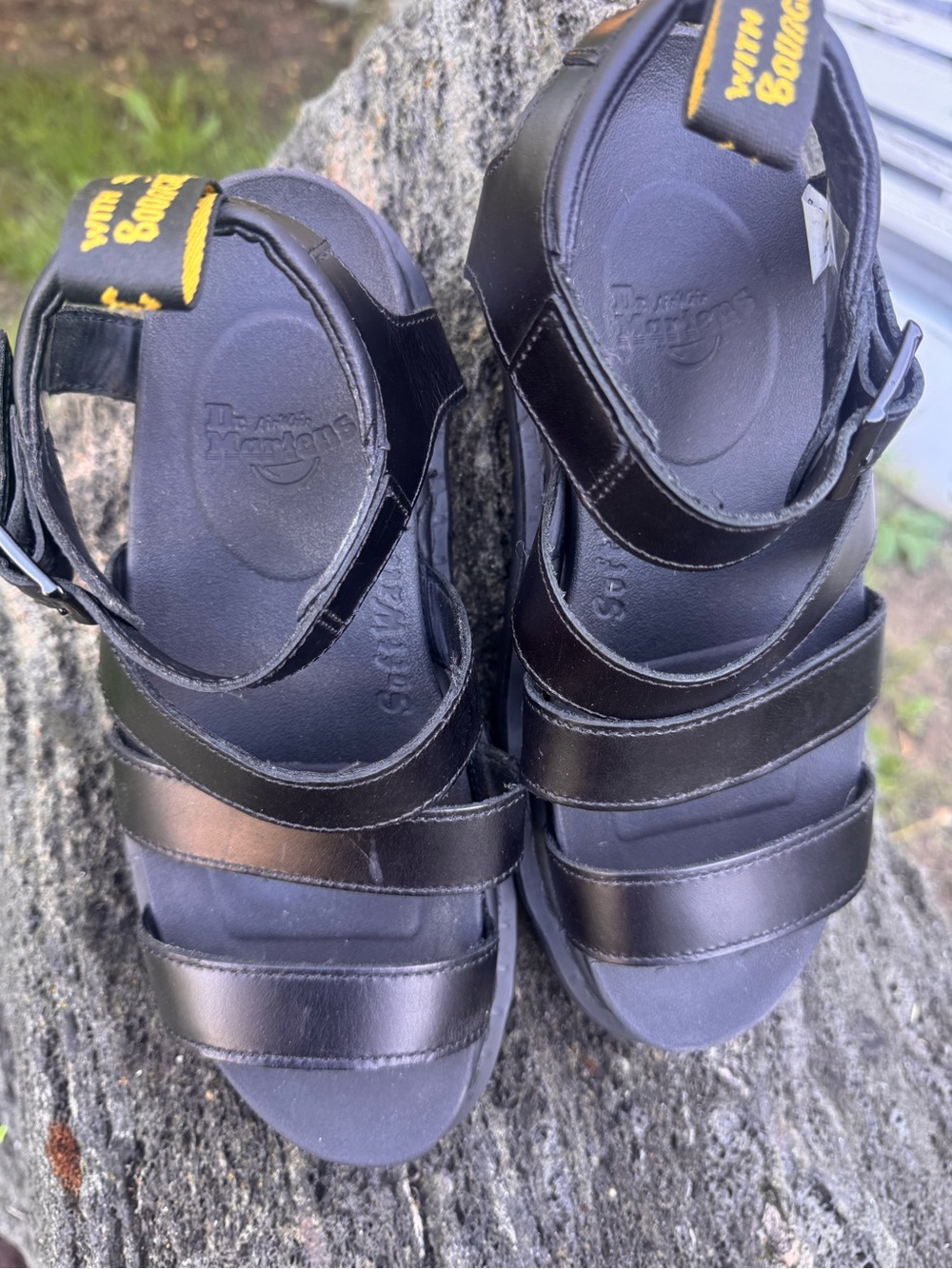 Dr. Martens Black Leather Strappy Sandals with Black Stitching, Size 8 - Picture 7 of 12